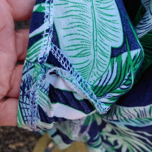 Amish Mennonite Cape Dress 42" Bust 38" Waist Rayon Blue Green Handmade Modest - Picture 8 of 10